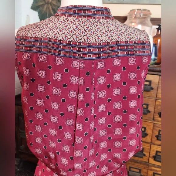 Sea New York 100% Silk Red Patterned Button Down Romper Size 6 - Picture 10 of 14